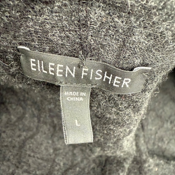 Eileen Fisher Cardigan Women Large Black Comfy Wool Blend Open Front Sweater - Picture 8 of 13